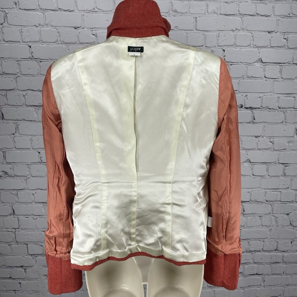 J.CREW Orange Wool Blend Textured Chevron Buttoned Collared Lined Jacket Size 6 - Picture 7 of 15